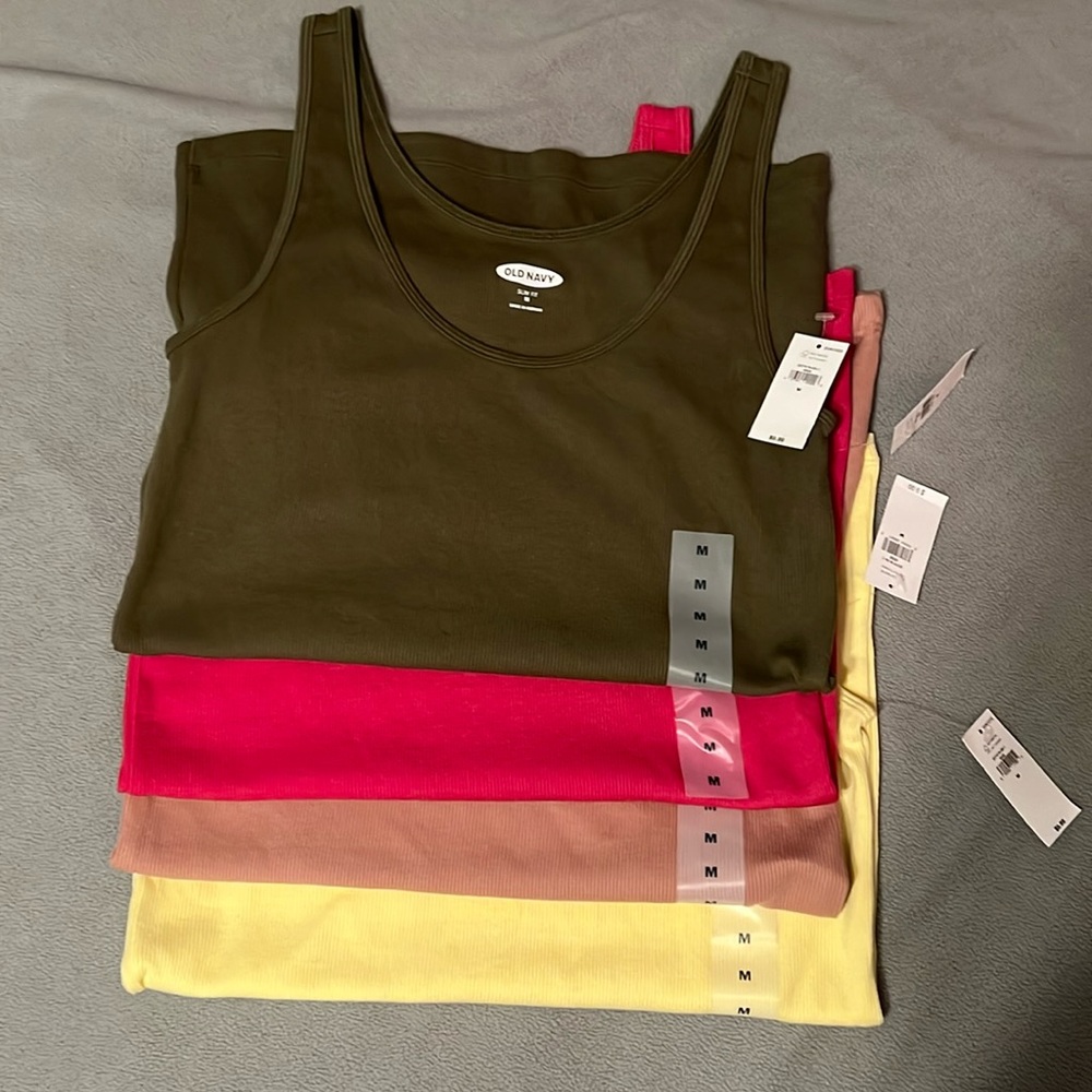 Old Navy Women’s Size M Slim Fit Ribbed Knit  Tank Tops - Set of 4 colors